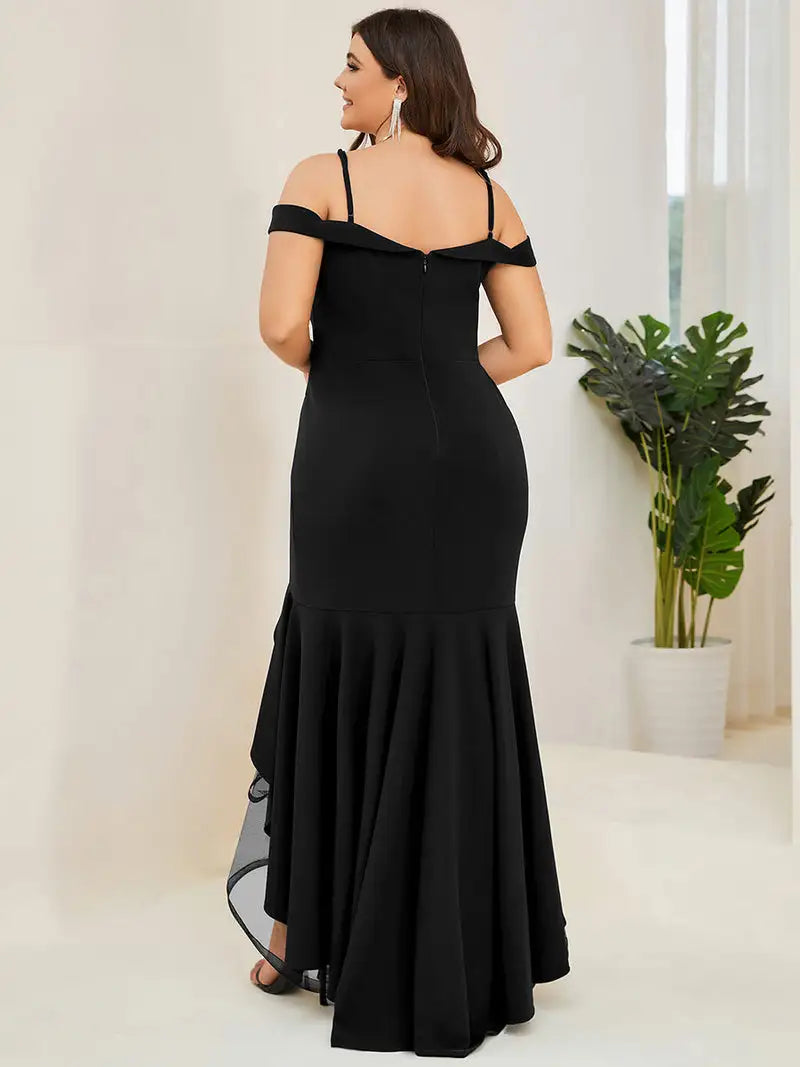 Plus Size Evening Dresses Long Short Sleeve Spaghetti Strap Deep V Neck and Fishtail Gown 2023 Ever Pretty of Prom Women Dress