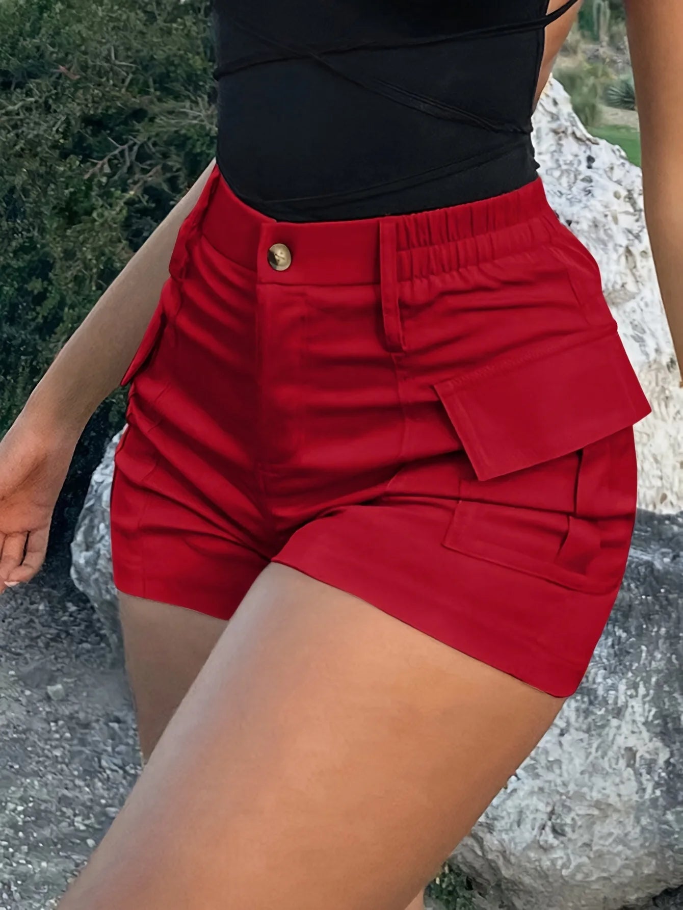 2025 Spring Casual Women's Short Pants High Waist Button Streetwear Y2K Short Pocket Cargo Shorts