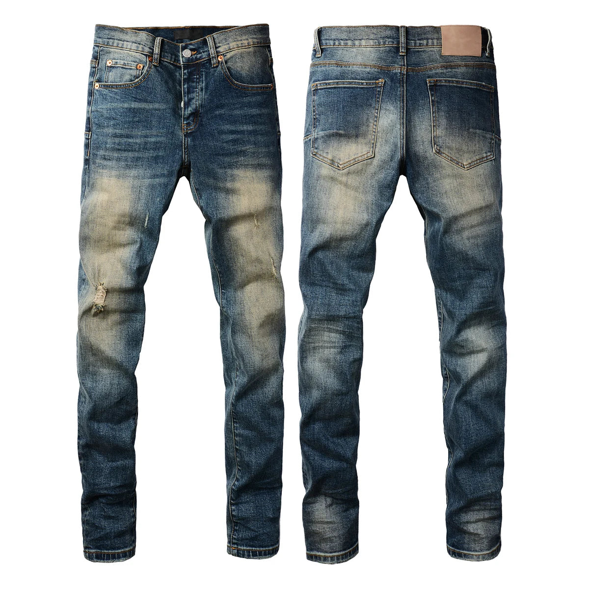 Men's Skinny Denim Jeans 2025 New Streetwear Distressed Painted Repair Low-Rise Brand Pants for Casual Style