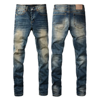 Men's Skinny Denim Jeans 2025 New Streetwear Distressed Painted Repair Low-Rise Brand Pants for Casual Style