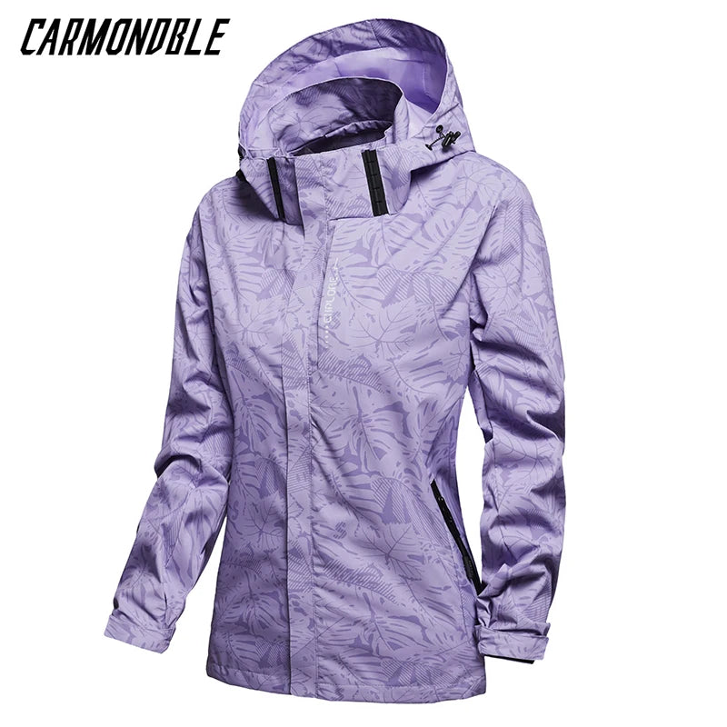 CARMONDBLE Hiking Sport Hooded Coat Womens Waterproof Jacket Travel Climbing Camping Casual Outwear Abrigo De Mujer Impermeable