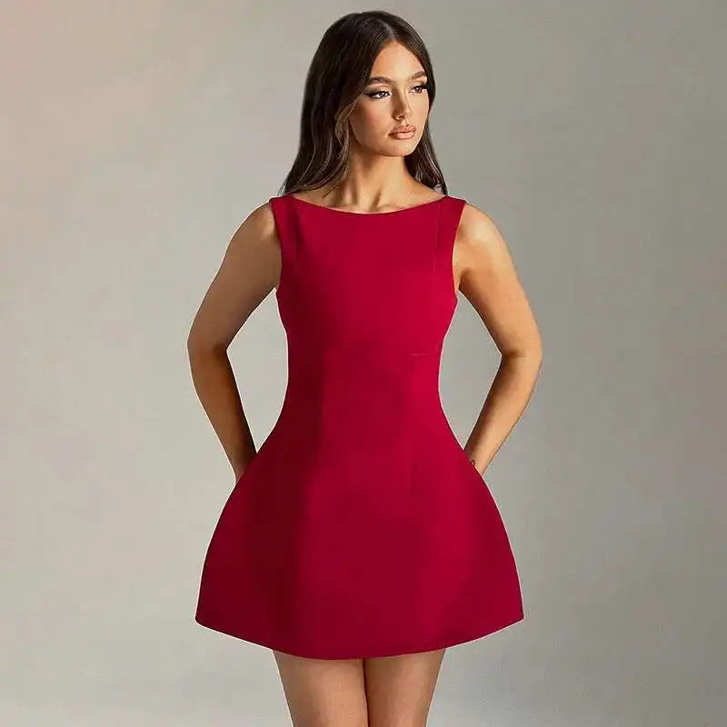 Giyu Sexy Club Party Dresses Women 2024 Summer Dress Elegant Short Mini Dress Backless Sleeveless A Line Slim Vestidos