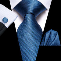 Hi-Tie Blue Business Solid 100% Silk Men&#39;s Tie NeckTie 8.5cm Ties for Men Formal Luxury Wedding High Quality Gravata