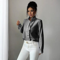 European American Elegant High-end Style Summer Long-sleeved Women's Button-down Shirts for Women Spring Summer Blouses