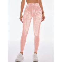 Women's Gym Printed Yoga Tight Pants Seamless High Waist Perforated Fake Pocket Tight Pants Yoga Fitness Pants