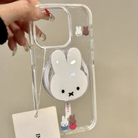 Kawaii Miffy Rabbit Magnetic Phone Stand Cartoon Telescopic Portable Stand Girls Fun Festival Gift
