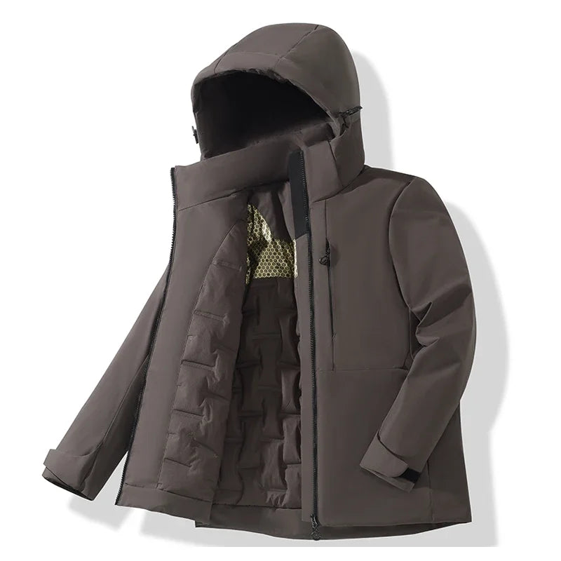EUMERGX Men's Women's Winter Coat Waterproof Windproof Warm Fleece Jacket Unisex Hiking Camping Skiing Climbing Windbreaker