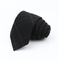 Mens Ties 7cm Classic Cotton Handmade Skinny Grey Brown Striped  Neckties Narrow Collar Slim Plaid Casual Tie Accessories Gift