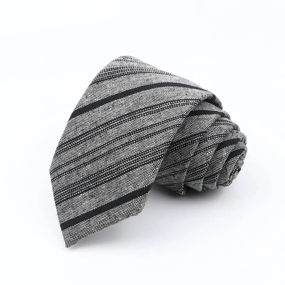 Mens Ties 7cm Classic Cotton Handmade Skinny Grey Brown Striped  Neckties Narrow Collar Slim Plaid Casual Tie Accessories Gift
