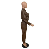 Women Pants Sets Two Piece Long Sleeve Cardigan Hidden Breasted Solid Zipper Fly Pencil Pants Slim Fit High Street Pockets