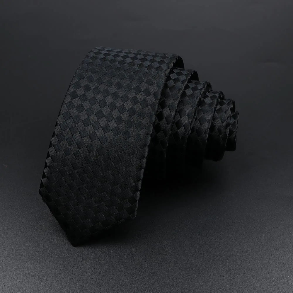 Men's Classic Skinny Stripe Necktie Red Navy Blue Ties Jacquard Woven Solid Plaid Dots Tie Daily Wear Cravat Wedding Party Gift