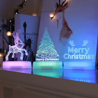 Merry Christmas Night Light 3D LED Illusion Lamp Battery Powered 7 Colors Remote Control Snowman Table Lamp Xmas Home Decoration
