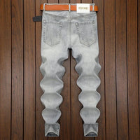 Spring and Autumn New Fashion Trend Sports Ripped Stretch Straight Leg Jeans Men's Casual Slim Breathable High-Quality Jeans