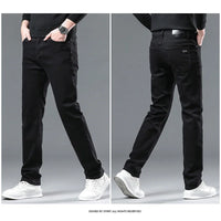 Men Casual Stretch Jeans Male 2025 New Fashion Classic Business Straight Leg Smoke Gray Work Denim Trousers Brand Clothing
