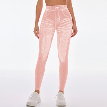 Women V Back Jean Leggings Gym Yoga Pants Casual Elastic Workout Exercise Fitness Running Fitness Tights