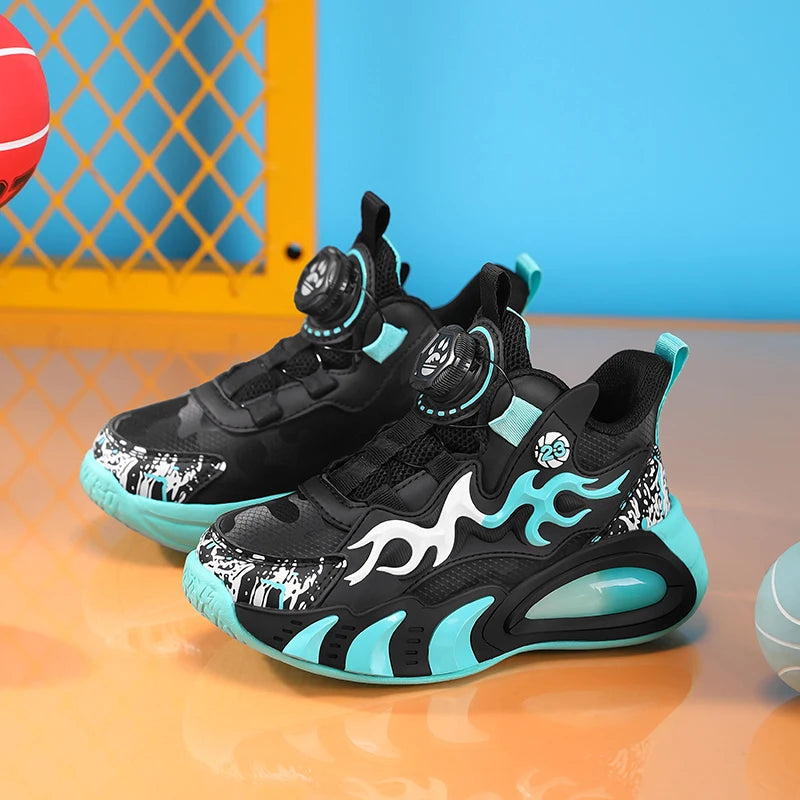A pair of children's four-season leather high-top basketball shoes, wear-resistant basketball shoes, size 28-39，JT-2825