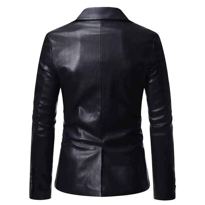 Autumn Winter  Men's Business Luxury Blazer Fashion Banquet Leather Dress Suit Jacket Slim Texture High Quality Pu Coat 6XL