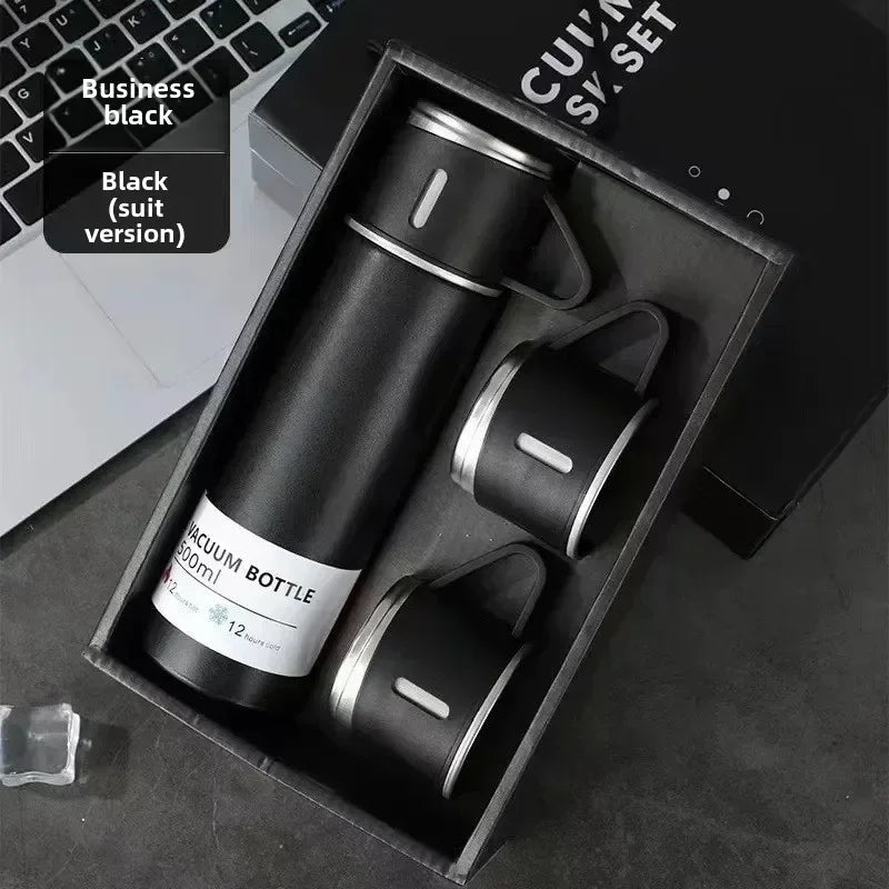304 stainless steel insulated cup, three-lid business gift cup, gift box water cup