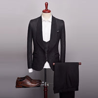 2022 New Men&#39;s Casual Boutique Business Big Black Collar Suit