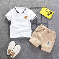 Summer Baby Boy Clothing Sets Fashion Bear Embroidery Short Sleeve T-shirt+Shorts Children 2Pcs Suit 1-5Y Girl Kids Sports Set