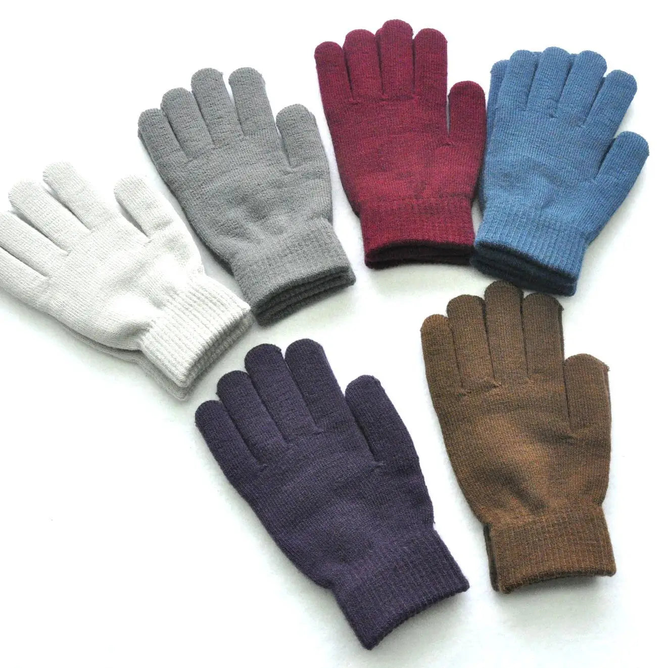 Winter Knitted Plush Gloves Women Men Autumn Thickened Solid Color Full Finger Mittens Hand Warmer Gloves Couple Cycling Gloves