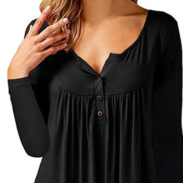 BIG PROMOTION Y2K V collar irregular new Auntumn winter T-shirt women's long sleeve pleated button ruffled T-shirt top