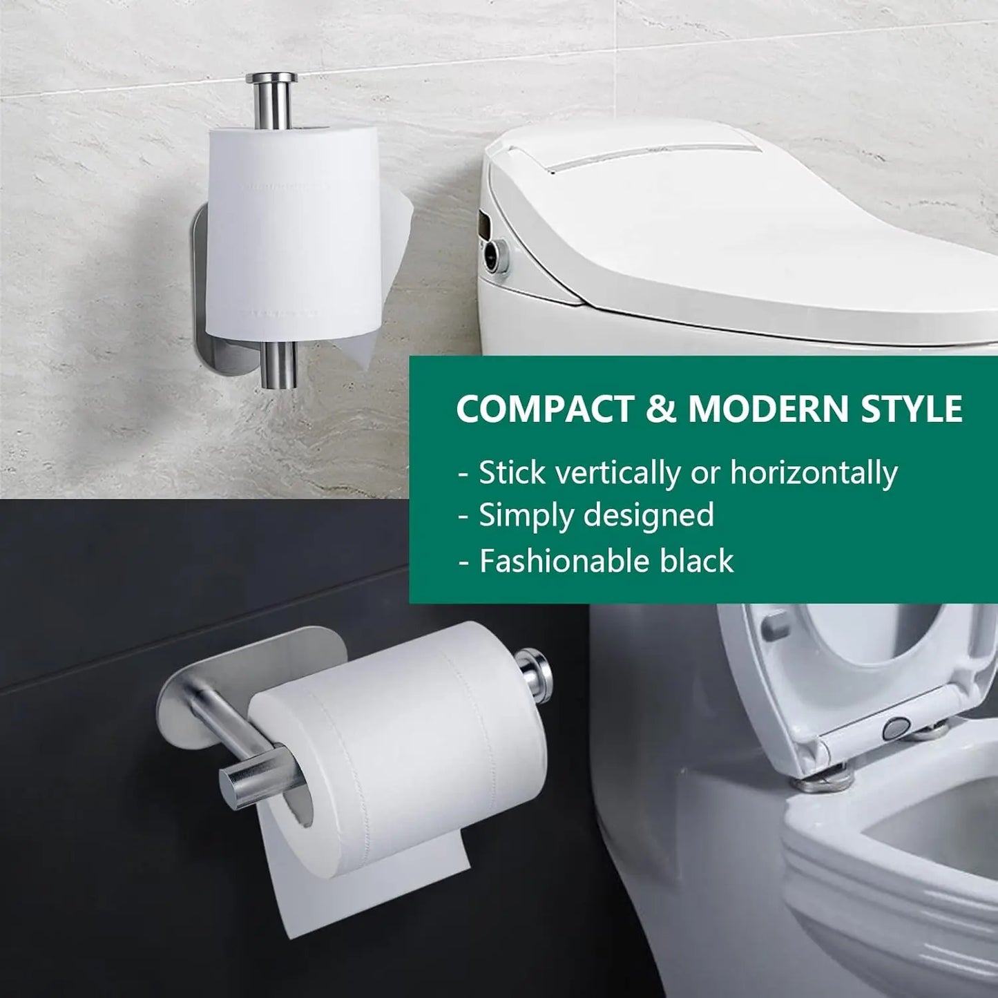 Self Adhesive Toilet Roll Paper Holder Wall Mount Bathroom Organizer Storage Stand No Punching Stainless Steel Towel Holder