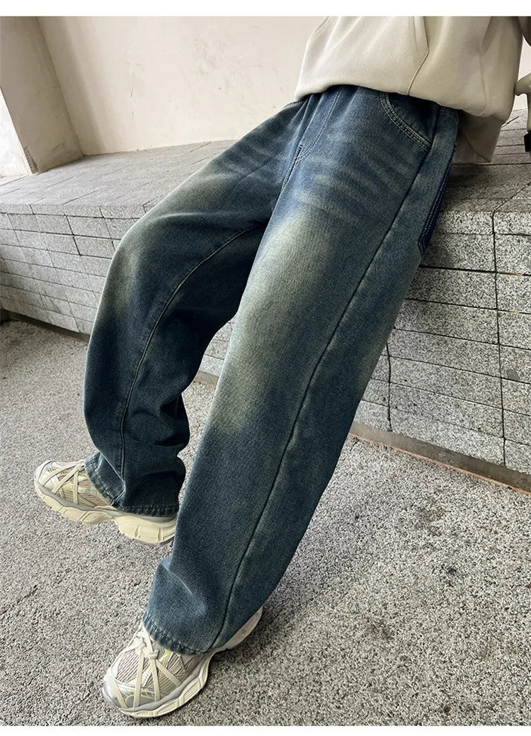 Boys Jeans 2024 Autumn&winter New Teenage Children Plus Fleece Warm Pants Boys Fried Street Handsome Pants Kids Denim Trousers