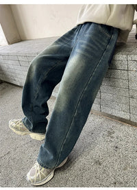 Boys Jeans 2024 Autumn&winter New Teenage Children Plus Fleece Warm Pants Boys Fried Street Handsome Pants Kids Denim Trousers