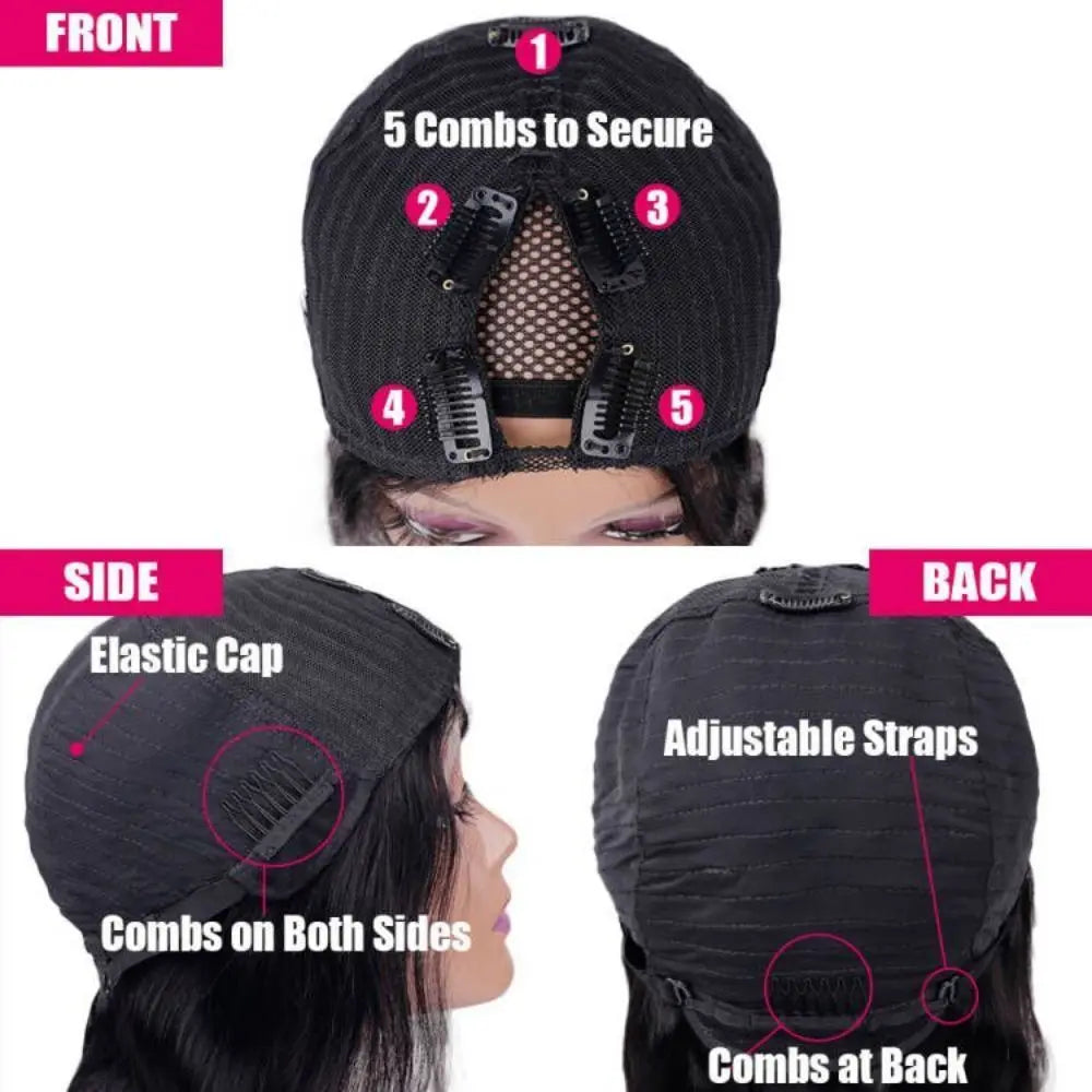 Body Wave Human Hair Wigs V Part Wig Human Hair No Leave Out Brazilian V Part Human Hair Wave Wigs Full Machine Made For Women