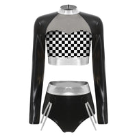 2Pcs Rave Outfits for Womens Shiny Metallic Snakeskin Print Mesh Tank Crop Top with Hot Short Club Pole Dancing Wear Outfits