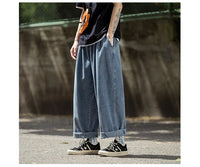 Men's Jeans Hip Hop Streetwear Skateboard Neutral Denim Trousers Men Jeans Wide Leg Denim Cargo Jean Pants Loose Straight Baggy