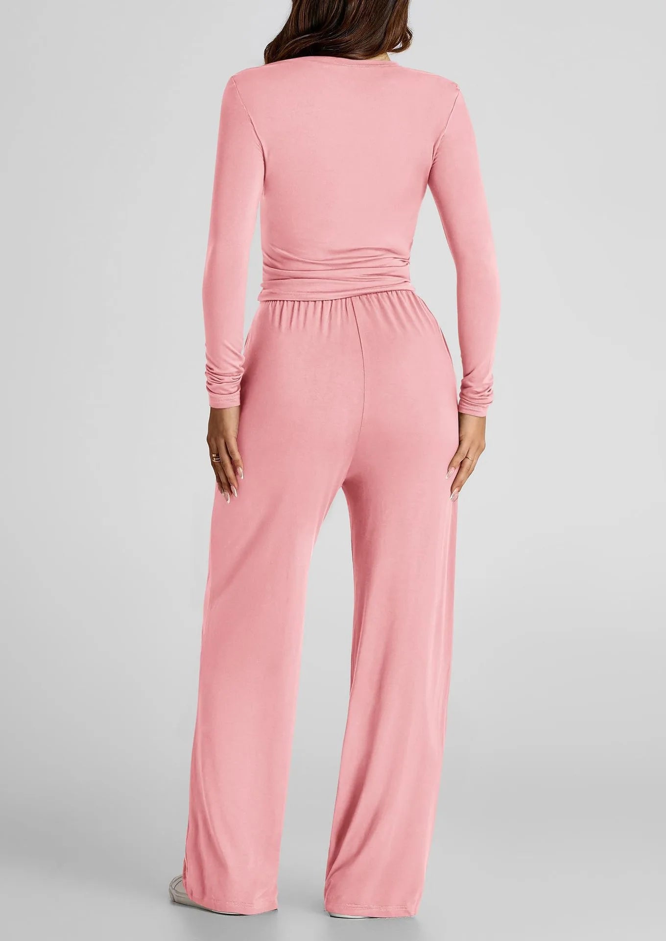 2025 autumn/winter asymmetrical design casual suit women's long sleeved wide leg pants multi occasion sportswear