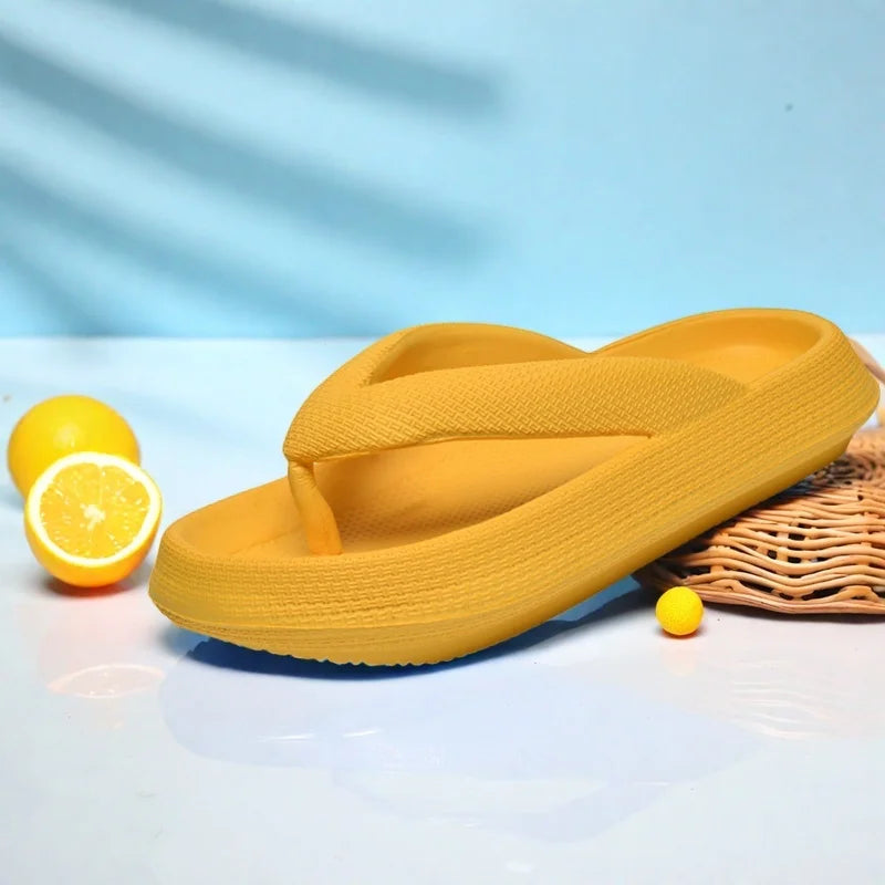 Ladies Lightweight Solid Color Sandals - Casual Indoor/Outdoor Couples Flip Flops, Comfortable Slip-On Beach Footwear