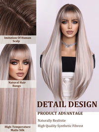 Natural Looking Black and white hair  28 Inch Straight Hair Wig Synthetic Heat Resistant Wigs For Women