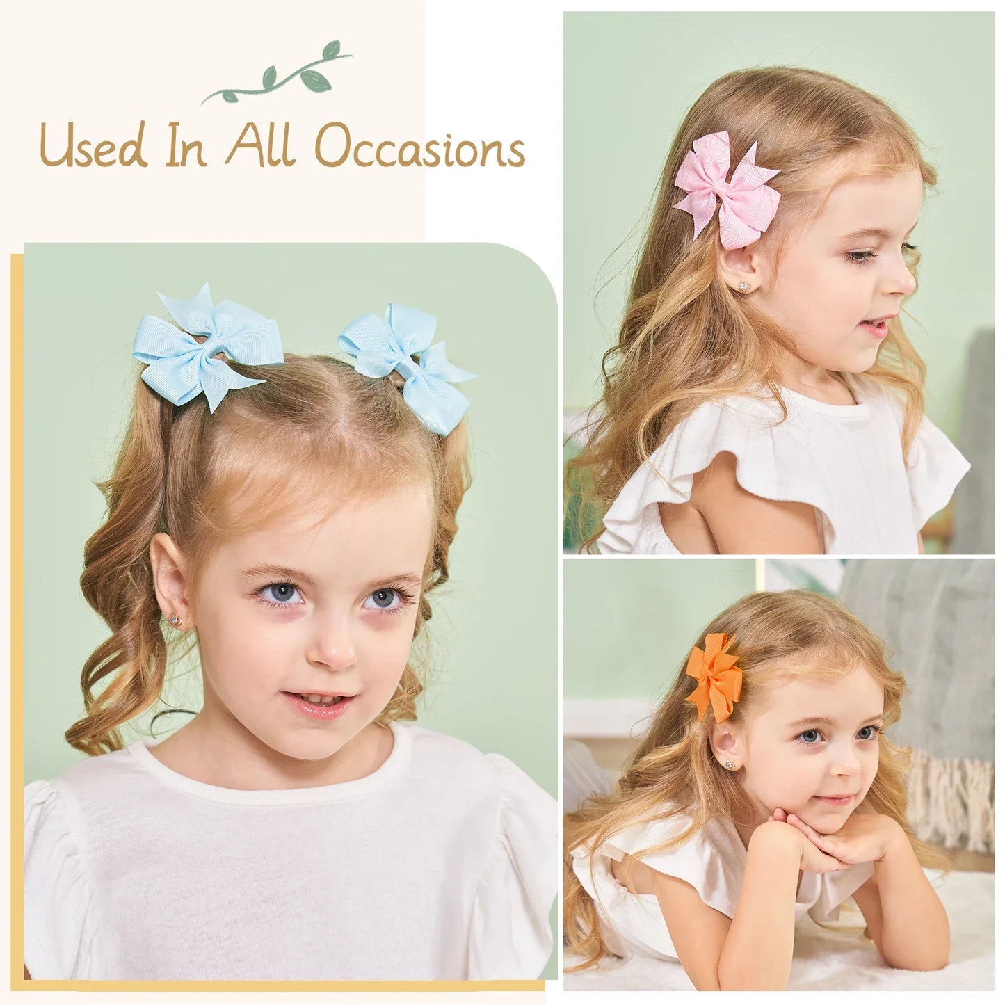 20/40Pcs Sweet Random Candy Color Bow Hair Clip Set for Baby Girls Cute Ribbon Hairpin Kids Headwear Kids Hair Accessories Gifts