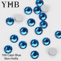YHB 101-133Cold Fixation Crystal Cristales Flatback Silver Back Non Hotfix Rhinestones For Bags Shoes Garment Phone DIY Nail Art