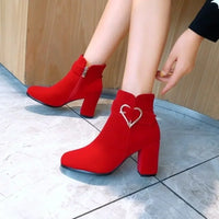 Fashionable versatile short boots comfortable single boots round toe autumn winter new Elegant minimalist thick heels high heels