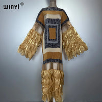 WINYI Pleated Elastic loose dress beach cover up kaftan abaya dubai luxury party dress fashion evening dress abaya muslim woman