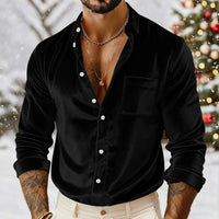 Men's Luxury Velvet Button-Down Shirt | Loose-Fit Casual Dress Shirt For Party & Daily Wear Autumn/Winter Men's Velvet Shirts
