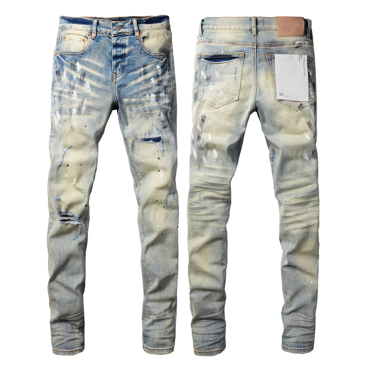 Men's Skinny Denim Jeans 2025 New Streetwear Distressed Painted Repair Low-Rise Brand Pants for Casual Style