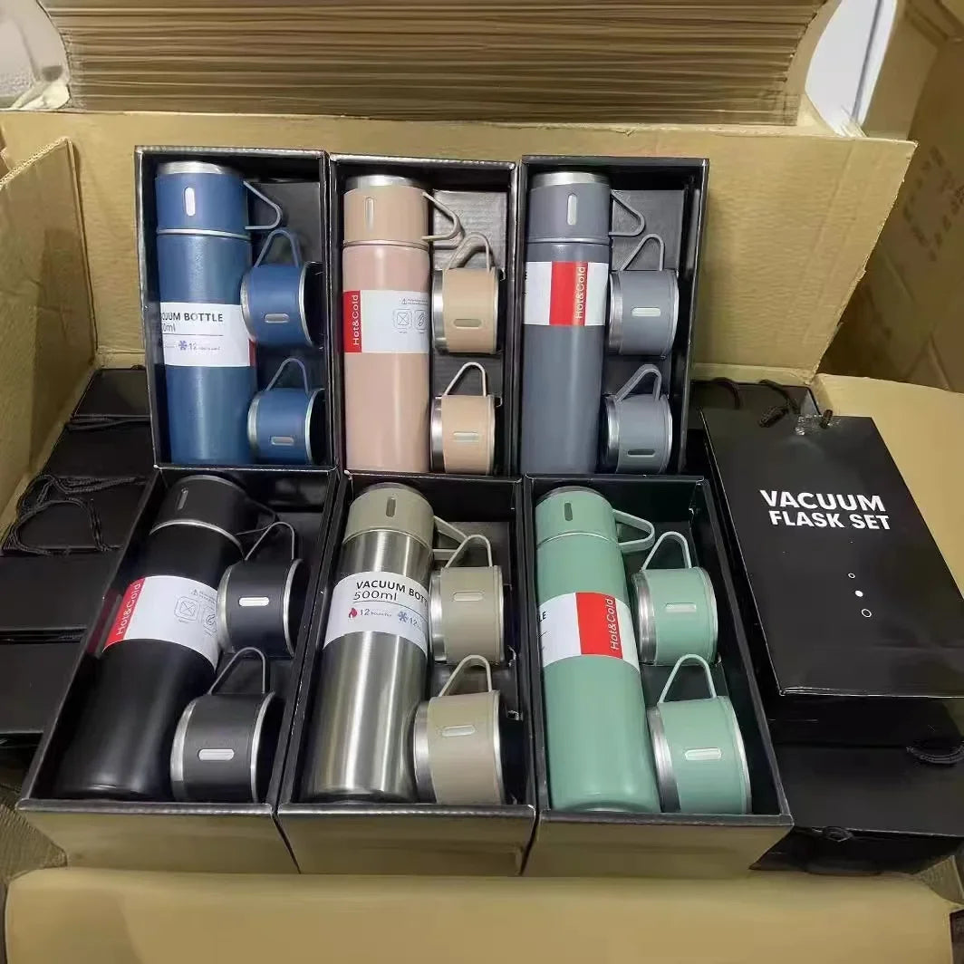 304 stainless steel insulated cup, three-lid business gift cup, gift box water cup