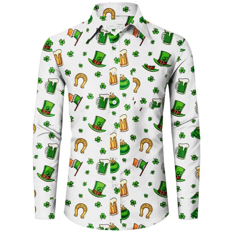 Men's shirt pattern shirt 3D printed shirt outdoor street long sleeved V-neck clothing fashion designer casual and comfortable