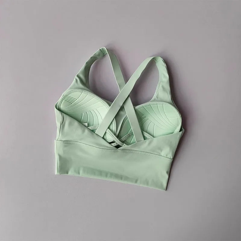 Women's High-Intensity Shock-proof All-in-one Sports Bra for Running Yoga Fitness Professional Huddle Top for All Seasons