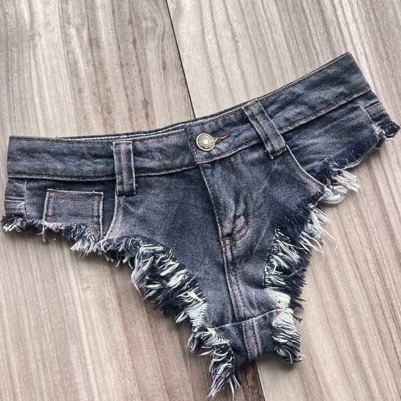 Y2k Denim Skinny Jean Shorts Women Nightclub Sexy Hole Low Waist Super Shorts Hot Pants European and American