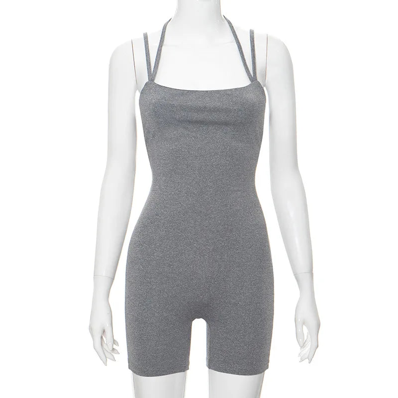 Sexy Halter Sling Short Jumpsuit Women Strapless Bodycon