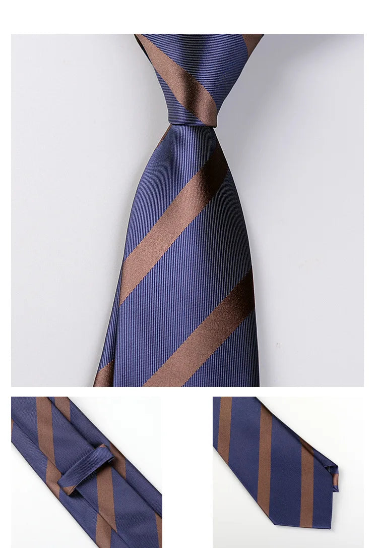 Men's Fashion Silk Tie 8cm Striped Novelty Necktie Blue Green Orange Color Ties For Men Floral Party Ties Wedding Business Gift