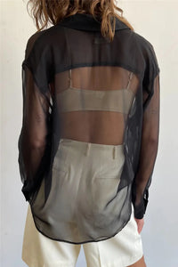 Shirts and Blouses Women Button Up Transparent Shirt Sun-proof Summer Clothes 2023 New Female Causal Fashion Tops Beach Cover Up