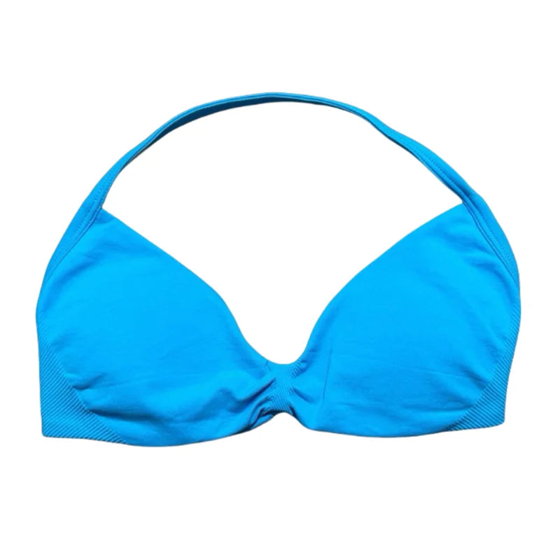 HISTELLO Sports Bra Seamless Halter Thin Strap High Support Scrunch Women Removable Pads Gym Fitness Workout Yoga Clothes