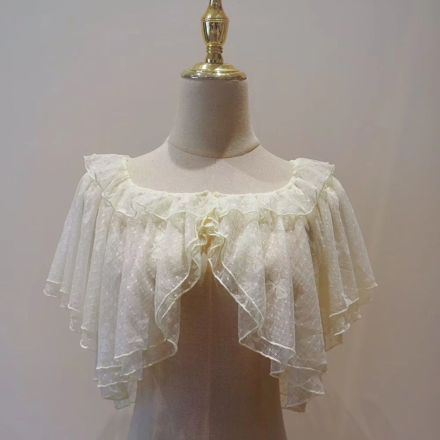 Summer Lolita Short Wraps Coat Women Sweet Kawaii Lace Mesh Open Front Poncho Gothic Girls Retro Cute Princess Capes Wraps
